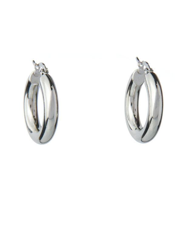 Links Rhodium Plated Earrings - 3 cm by The Gem Stories